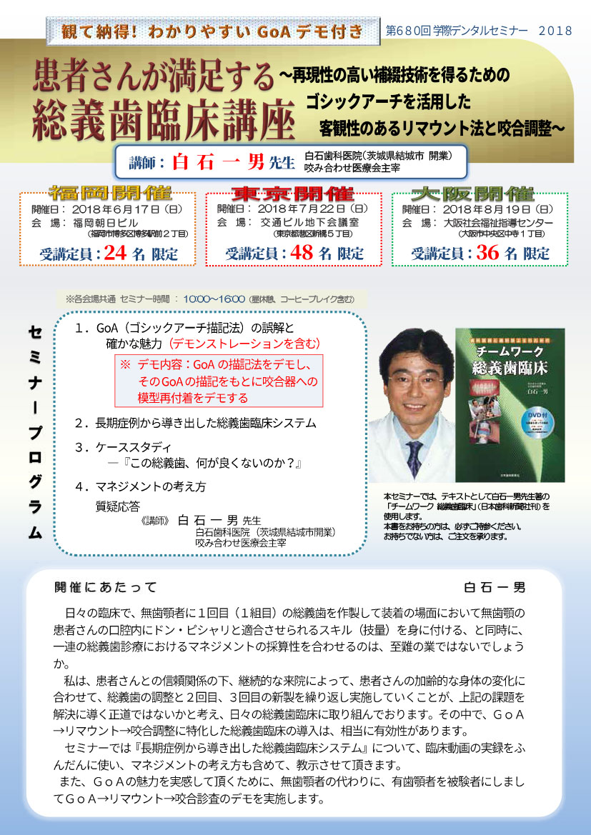 No.680 観て納得! わかりやすいGoAデモ付き 患者さんが満足する総義歯