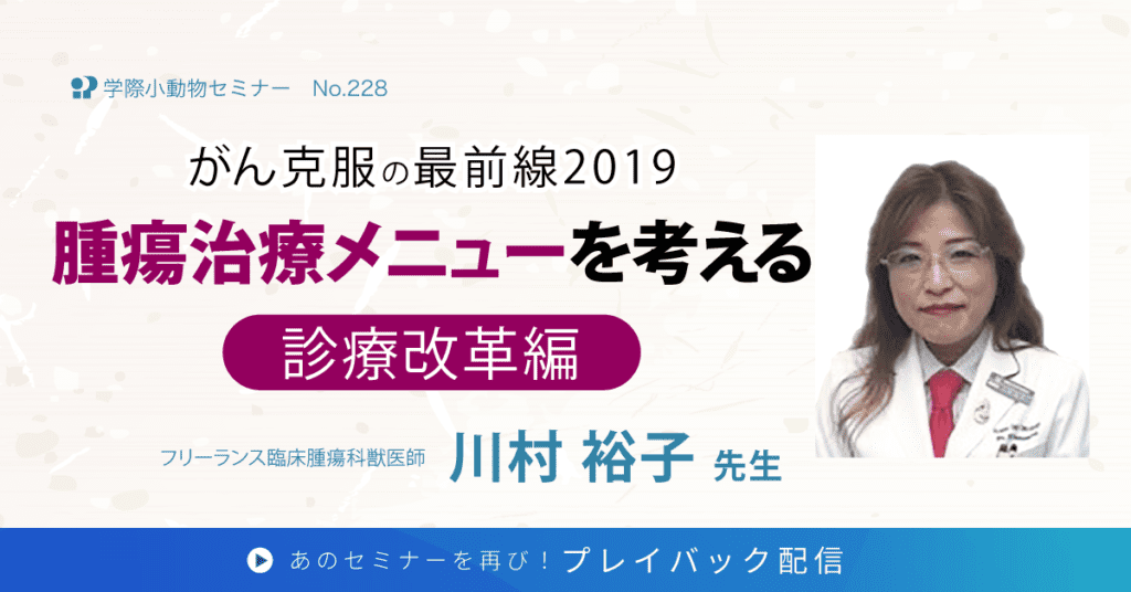 獣医師セミナー｜川村 裕子 先生「がん克服の最前線2019 腫瘍治療メニューを考える」