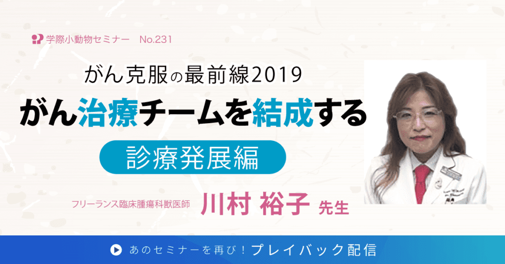 獣医師セミナー｜川村 裕子 先生「がん克服の最前線2019 がん治療チームを結成する」