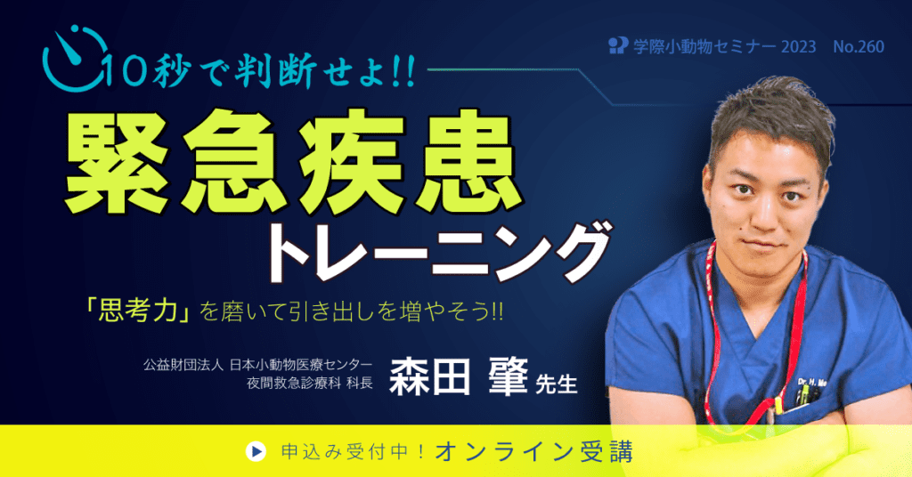 獣医師セミナー｜森田肇 先生「No.260 10秒で判断せよ！！緊急疾患トレーニング」