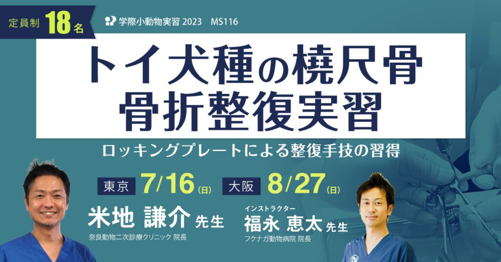 獣医師セミナー｜MS116 米地謙介先生「トイ犬種の橈尺骨骨折整復実習」